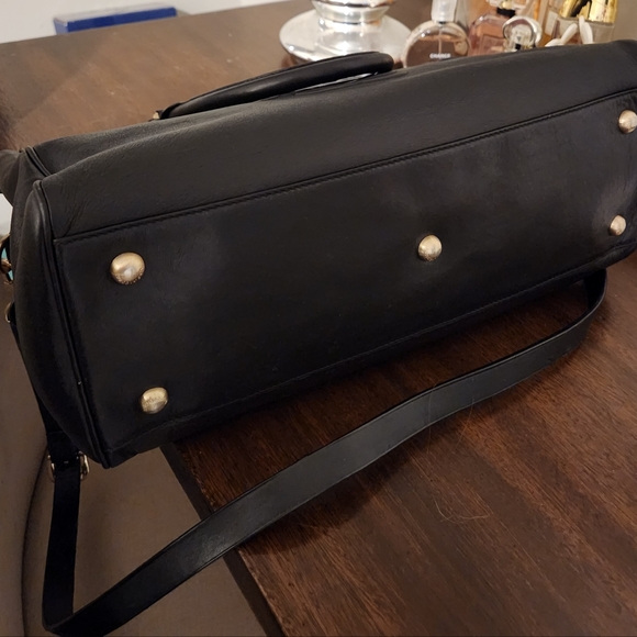 LOUIS QUATORZE Black Leather Satchel with Strap EUC - Picture 5 of 16